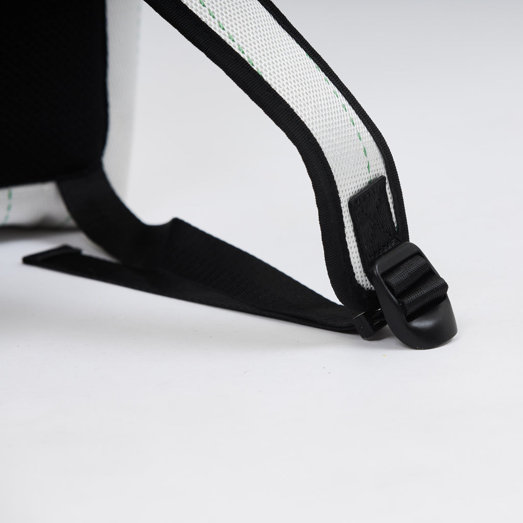 Backpack made of recycled firehose by hand. Sold on qacrafts.com